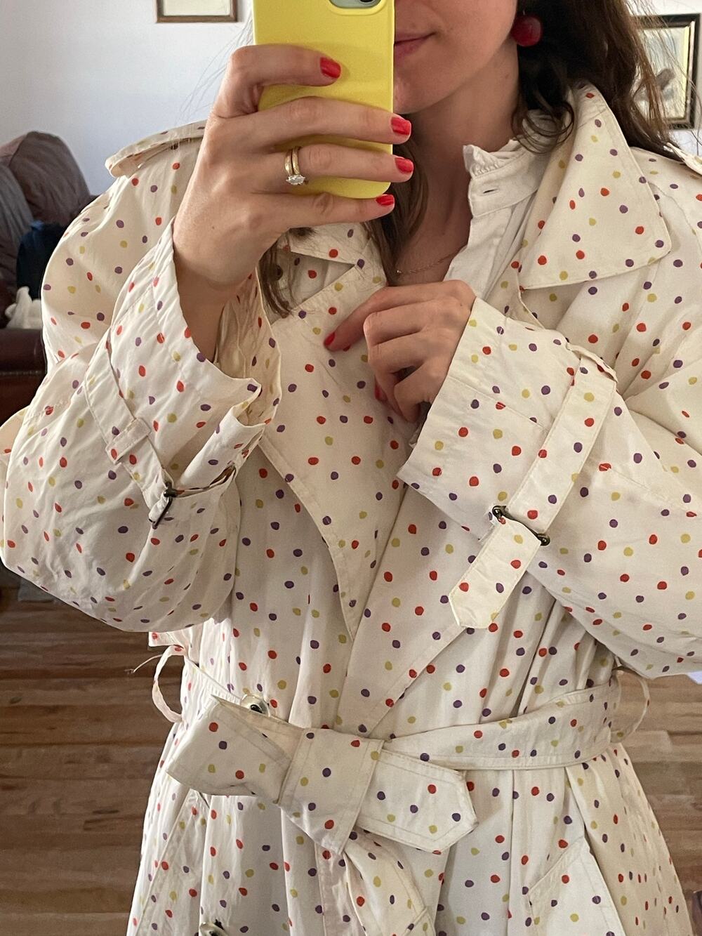 Vintage Polka Dot Trench Coat